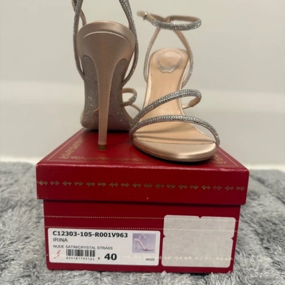 Rene Caovilla Shimmering Silver Strappy Heels - Picture 4 of 5